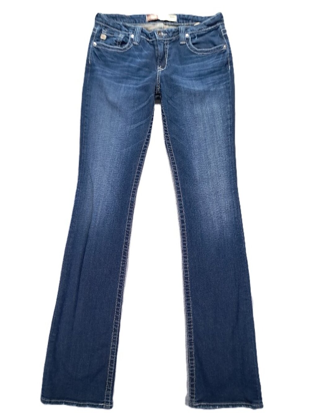 Big Star Casey K Jean Women 31x37, Tag 30XXL Slim Boot Low Rise Blue Denim Flaps